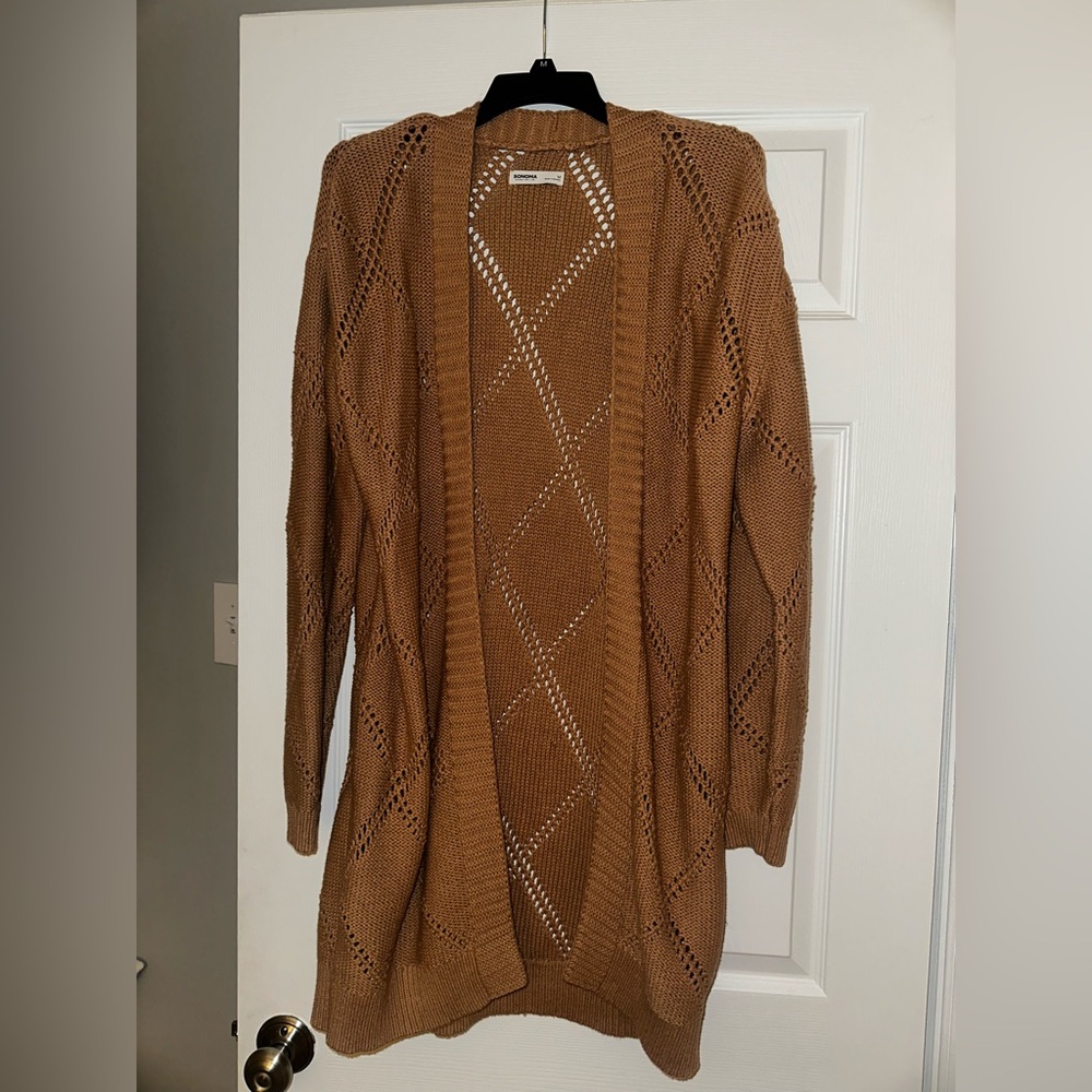 Sonoma Women's Brown Open-Front Cardigan